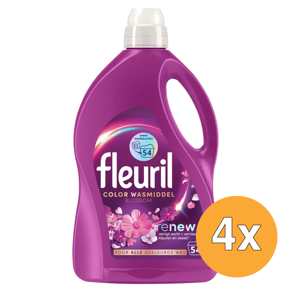 4x Fleuril Wasmiddel Renew Liquid Bloesem (2430 ml)