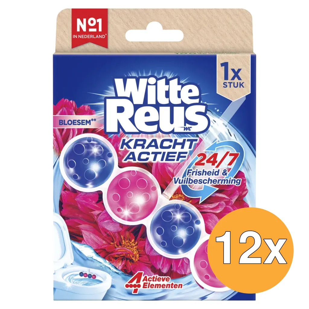 12x Witte Reus Wc Blok Kracht Actief Bloesem (50 gr)
