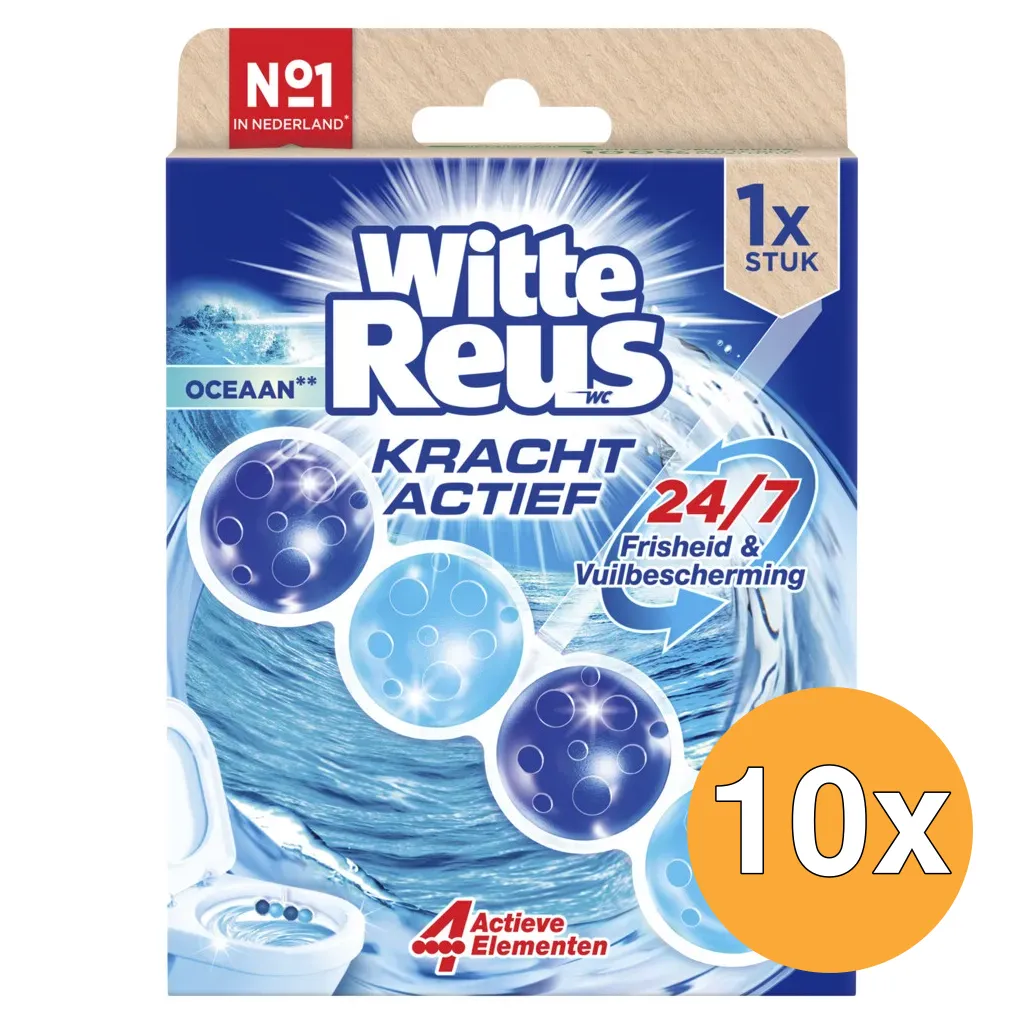 10x Witte Reus Wc Blok Kracht Actief Oceaan (50 gr)
