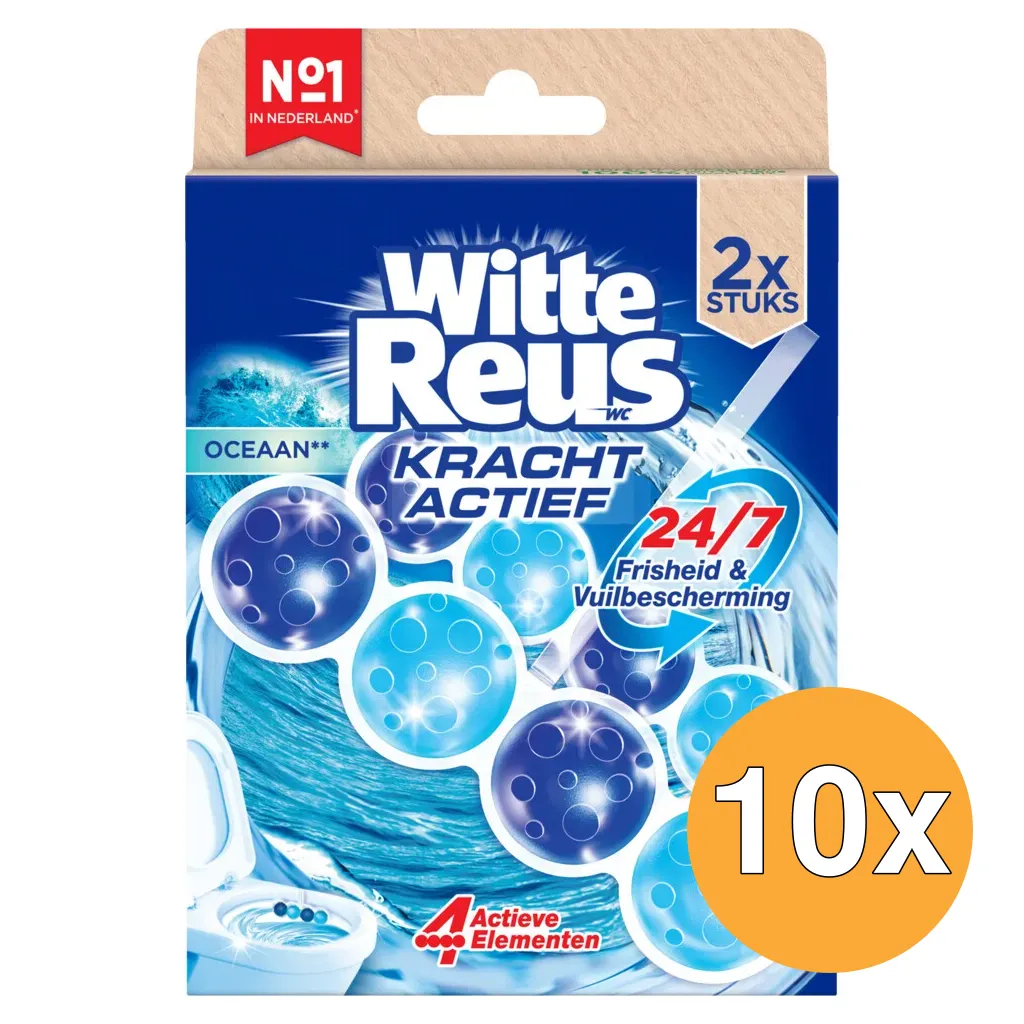 10x Witte Reus Wc Blok Kracht Actief Oceaan (2 x 50 gr)