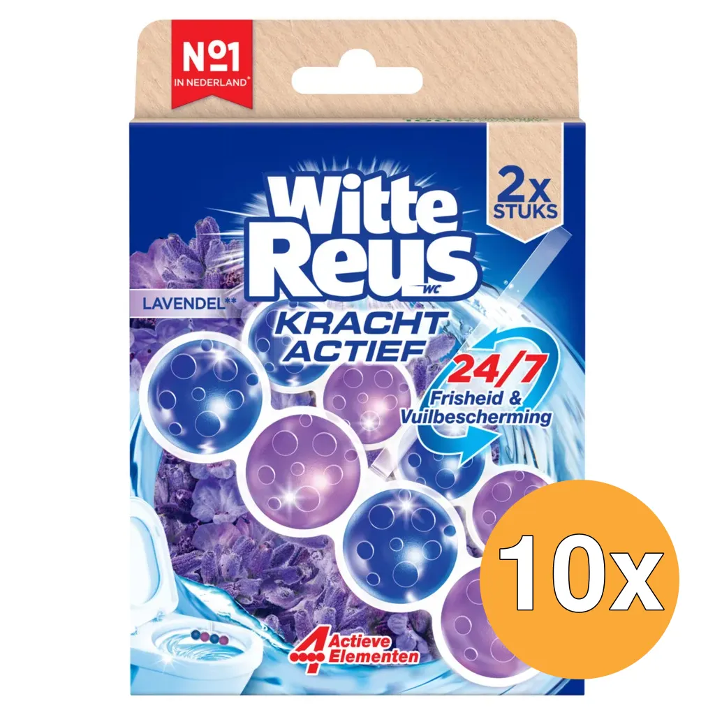 10x Witte Reus Wc Blok Kracht Actief Lavendel (2 x 50 gr)