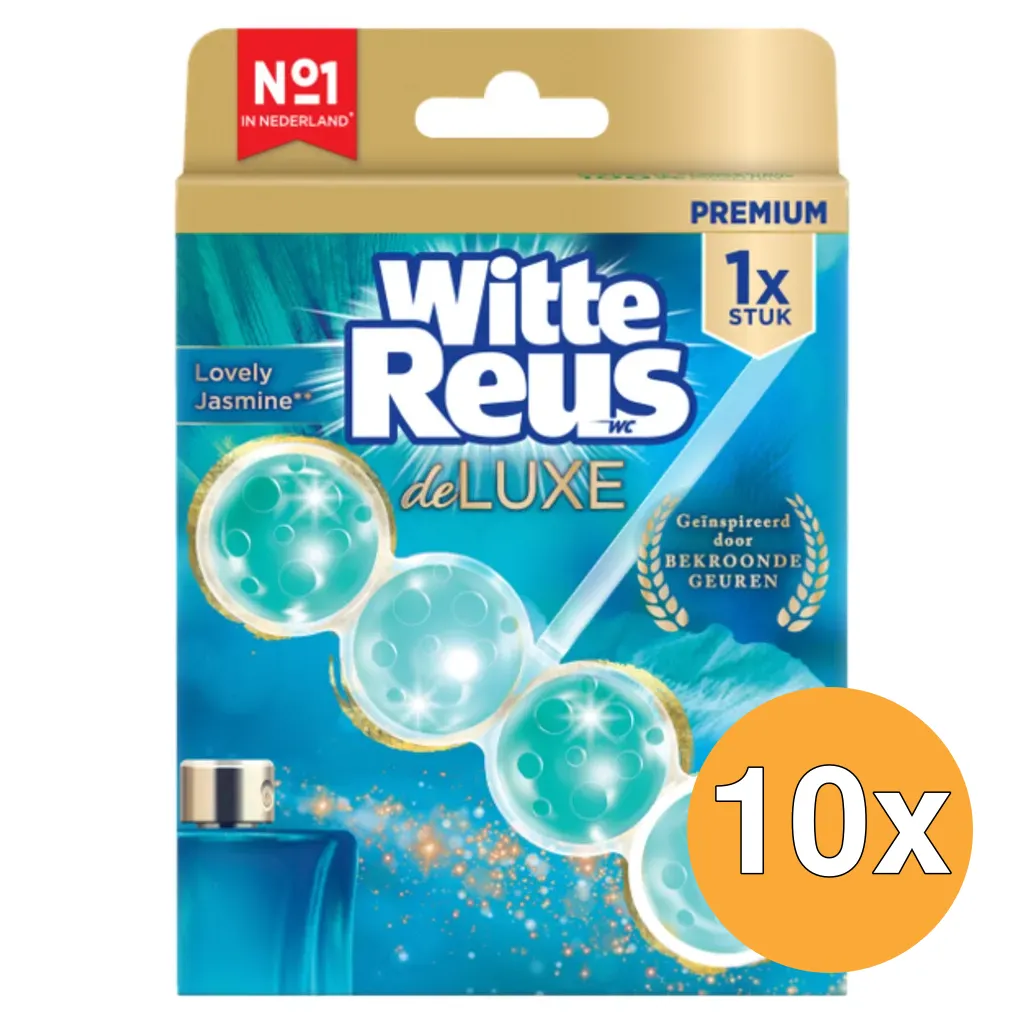 10x Witte Reus Wc Blok De Luxe Lovely Jasmine (50 gr)