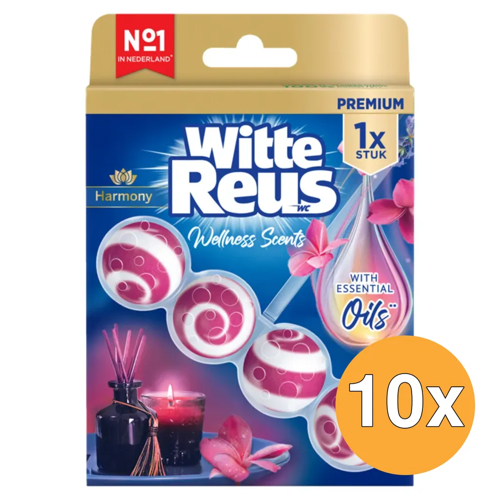 10x Witte Reus Wc Blok Wellness Scents Harmony (50 gr)