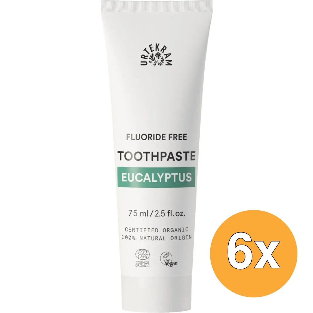 6x Urtekram Tandpasta eucalyptus (75 ml)