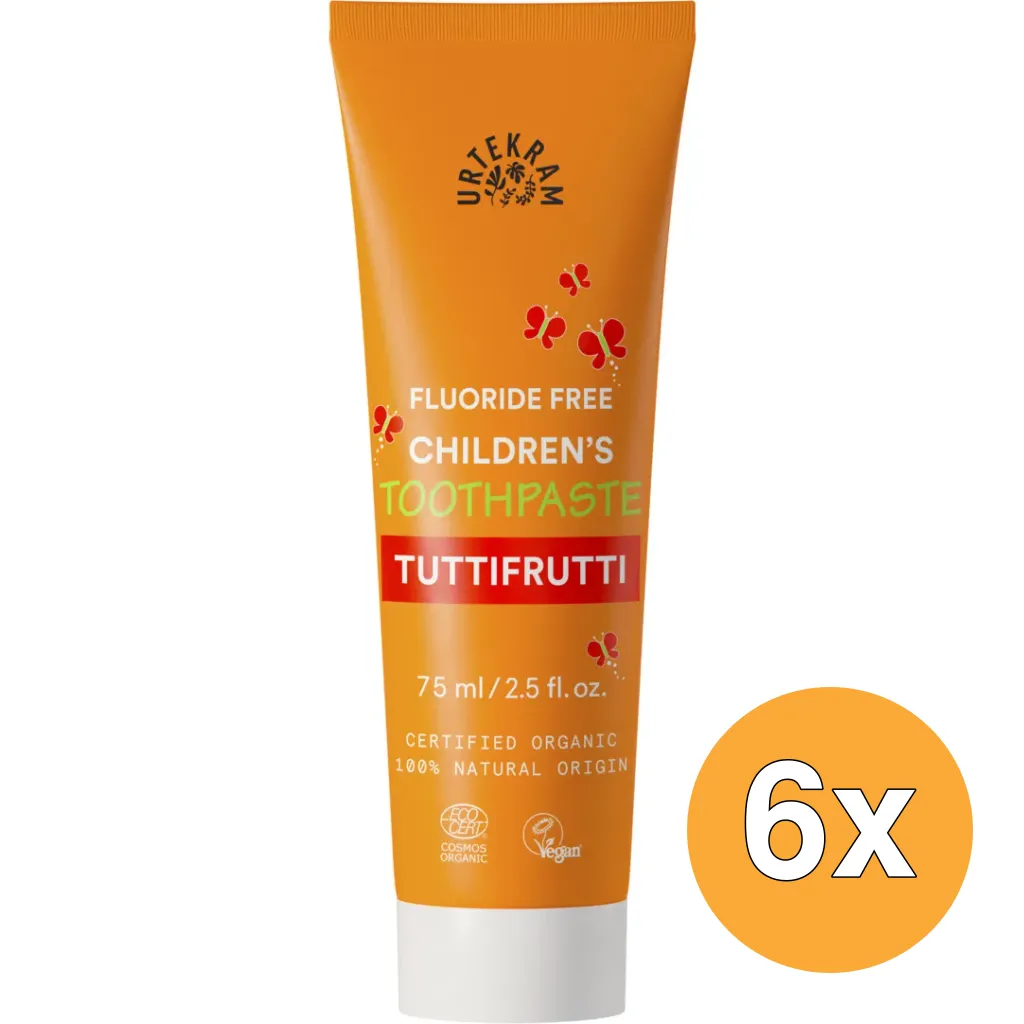 6x Urtekram Tandpasta kind tuttifrutti (75 ml)
