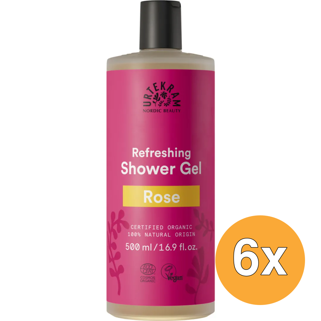 6x Urtekram Douchegel rozen (500 ml)