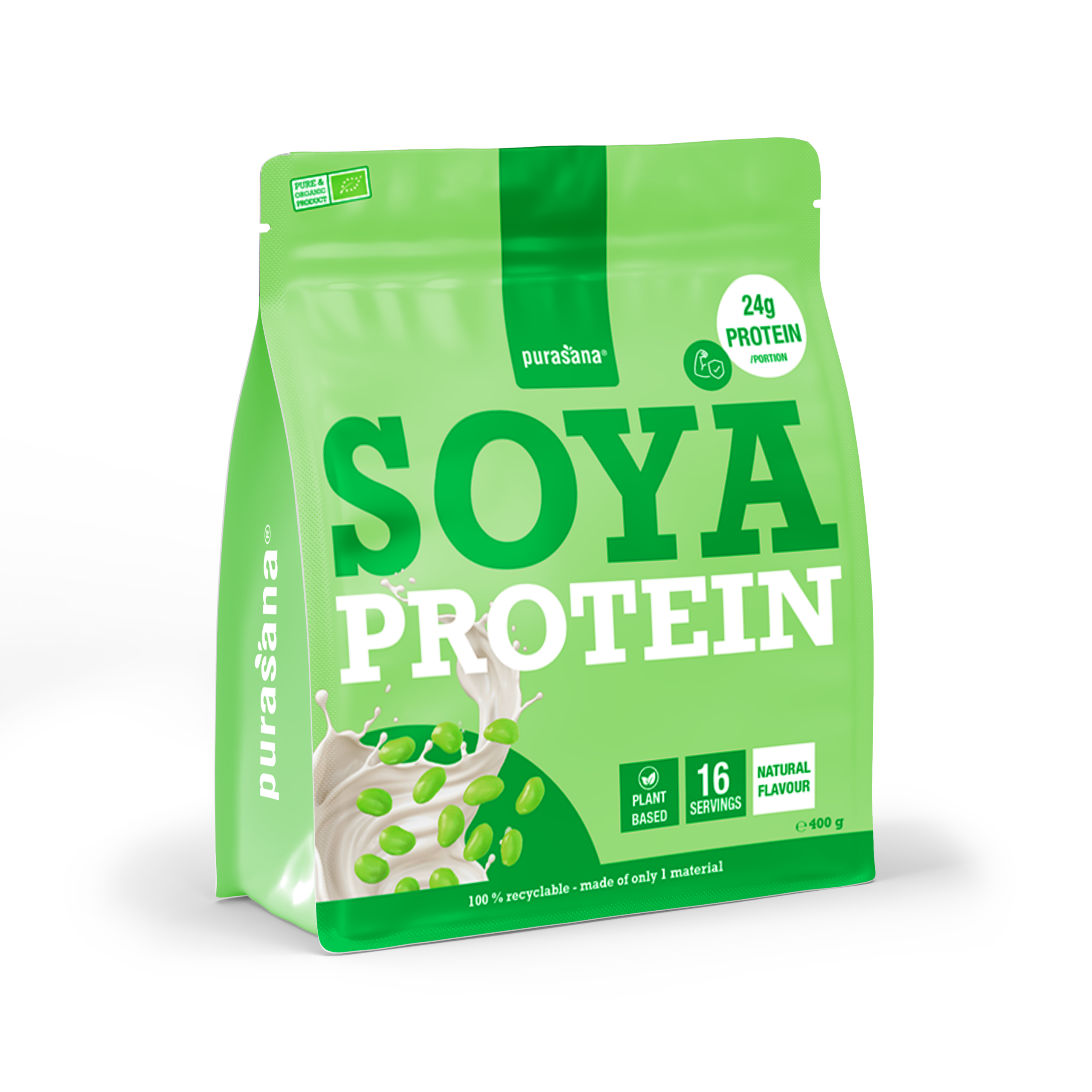 Purasana Plant Protein Soja Natuurlijk Bio (400 gr) - image 2