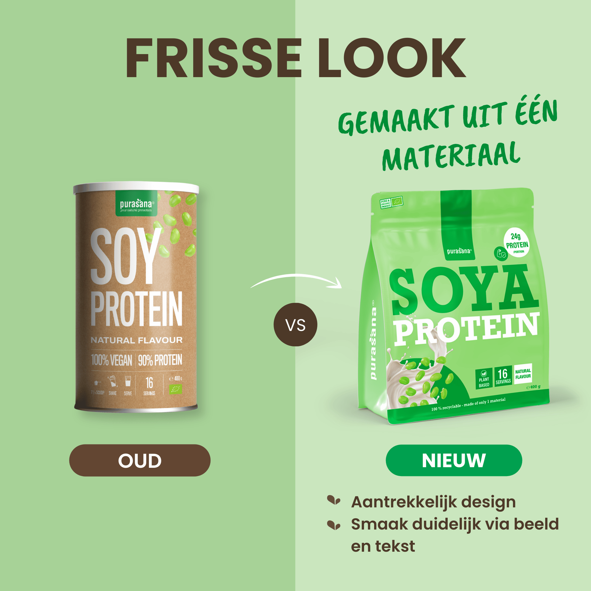 Purasana Plant Protein Soja Natuurlijk Bio (400 gr) - image 4