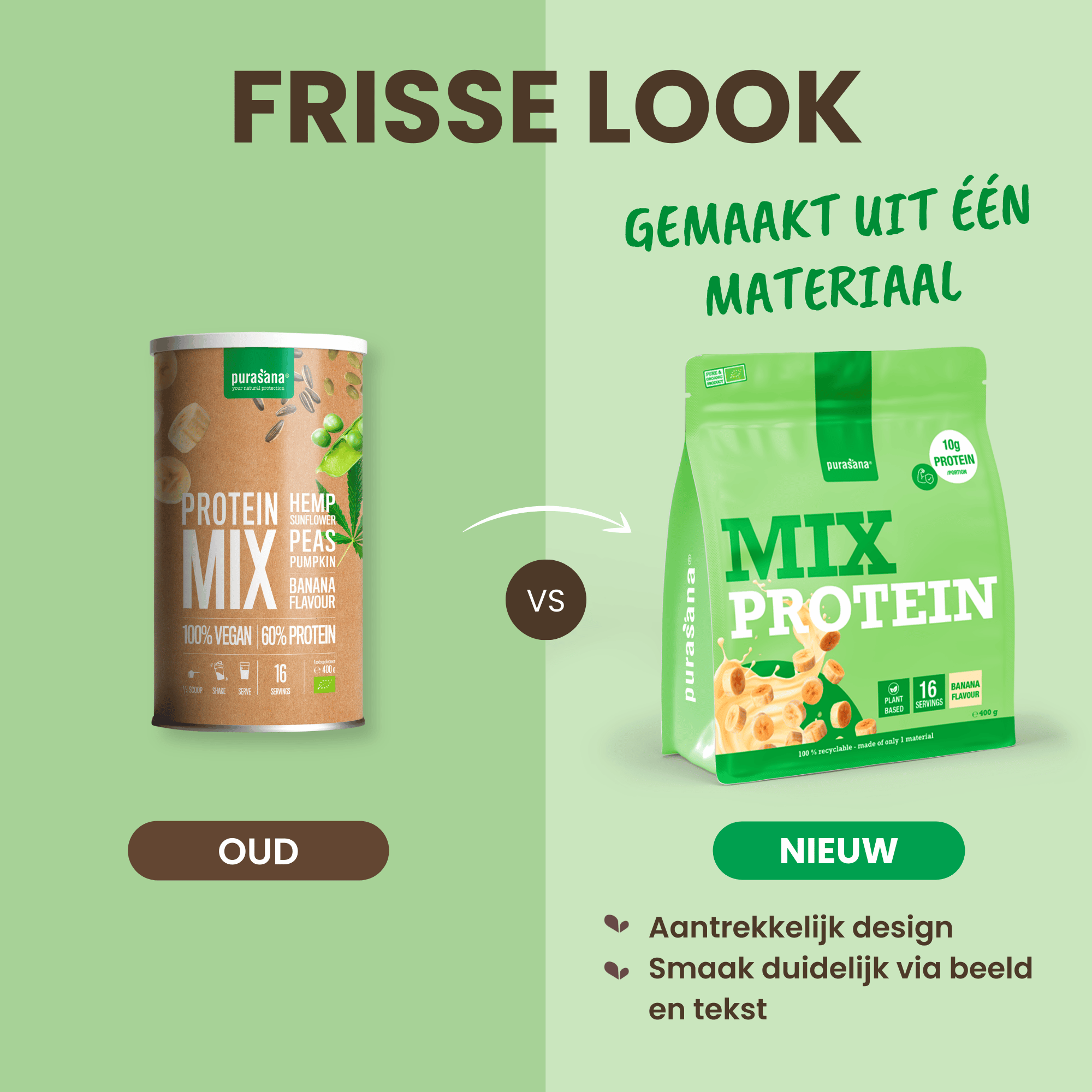 Purasana Plant Protein Mix Banaan Bio (400 gr) - image 4