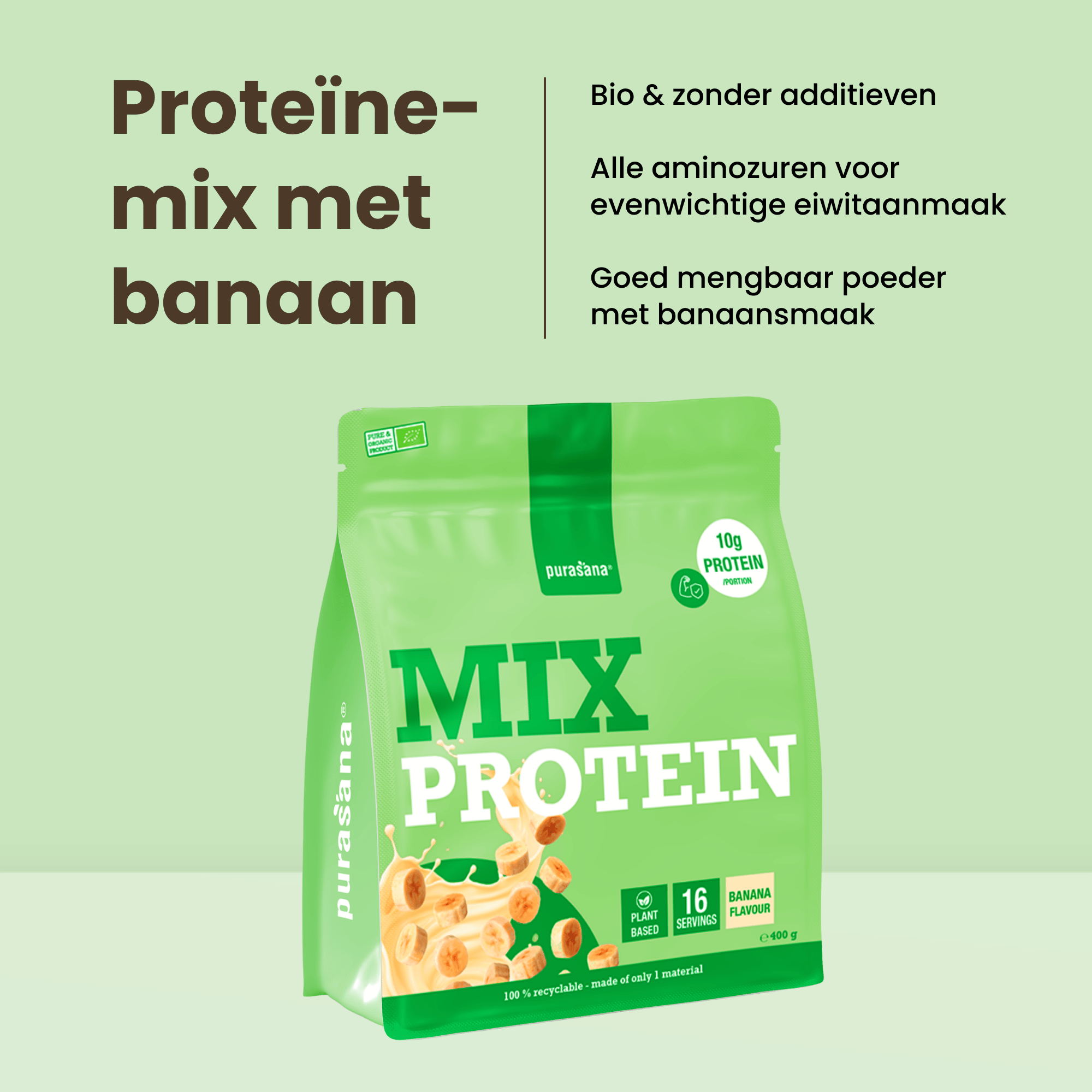 Purasana Plant Protein Mix Banaan Bio (400 gr) - image 8