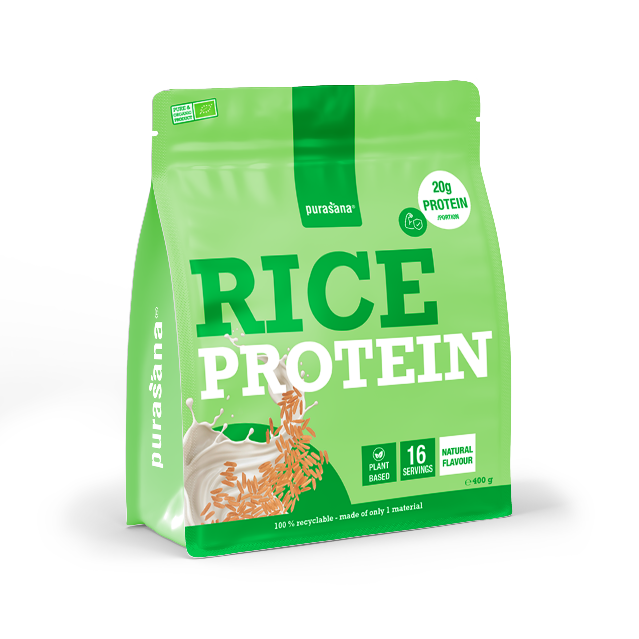 Purasana Plant Protein Rijst Natuurlijk Bio (400 gr) - image 2