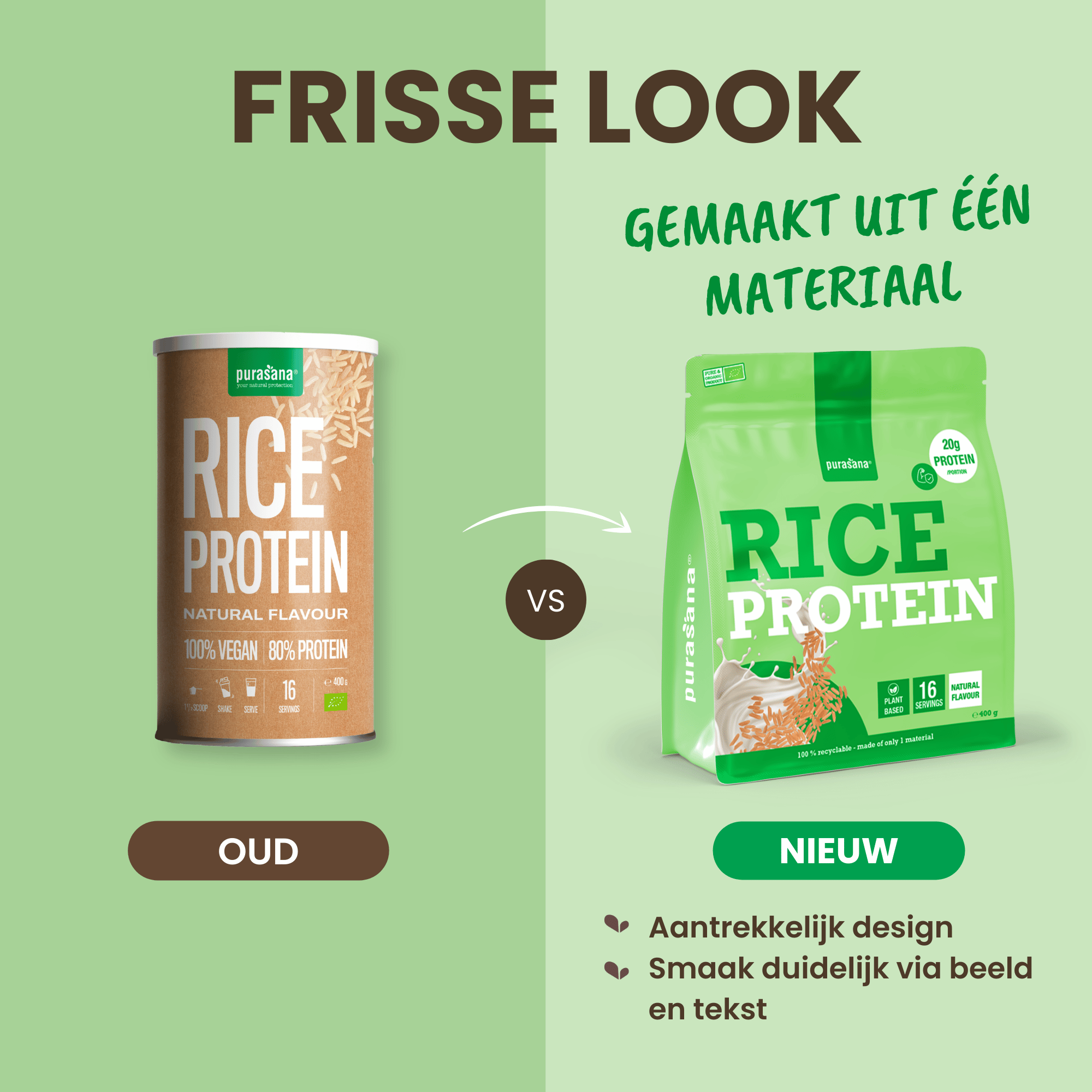 Purasana Plant Protein Rijst Natuurlijk Bio (400 gr) - image 4