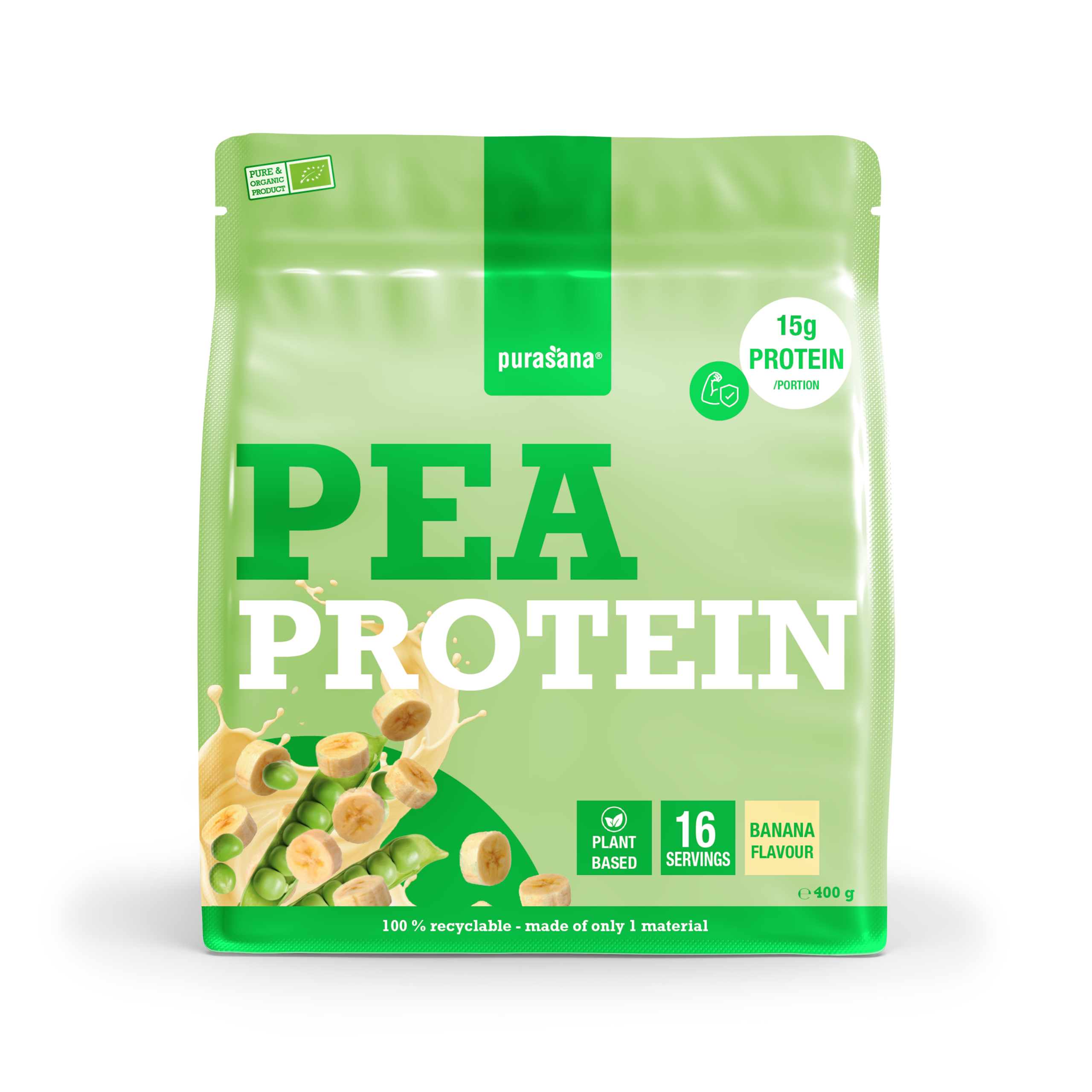 Purasana Plant Protein Erwt Banaan Bio (400 gr)