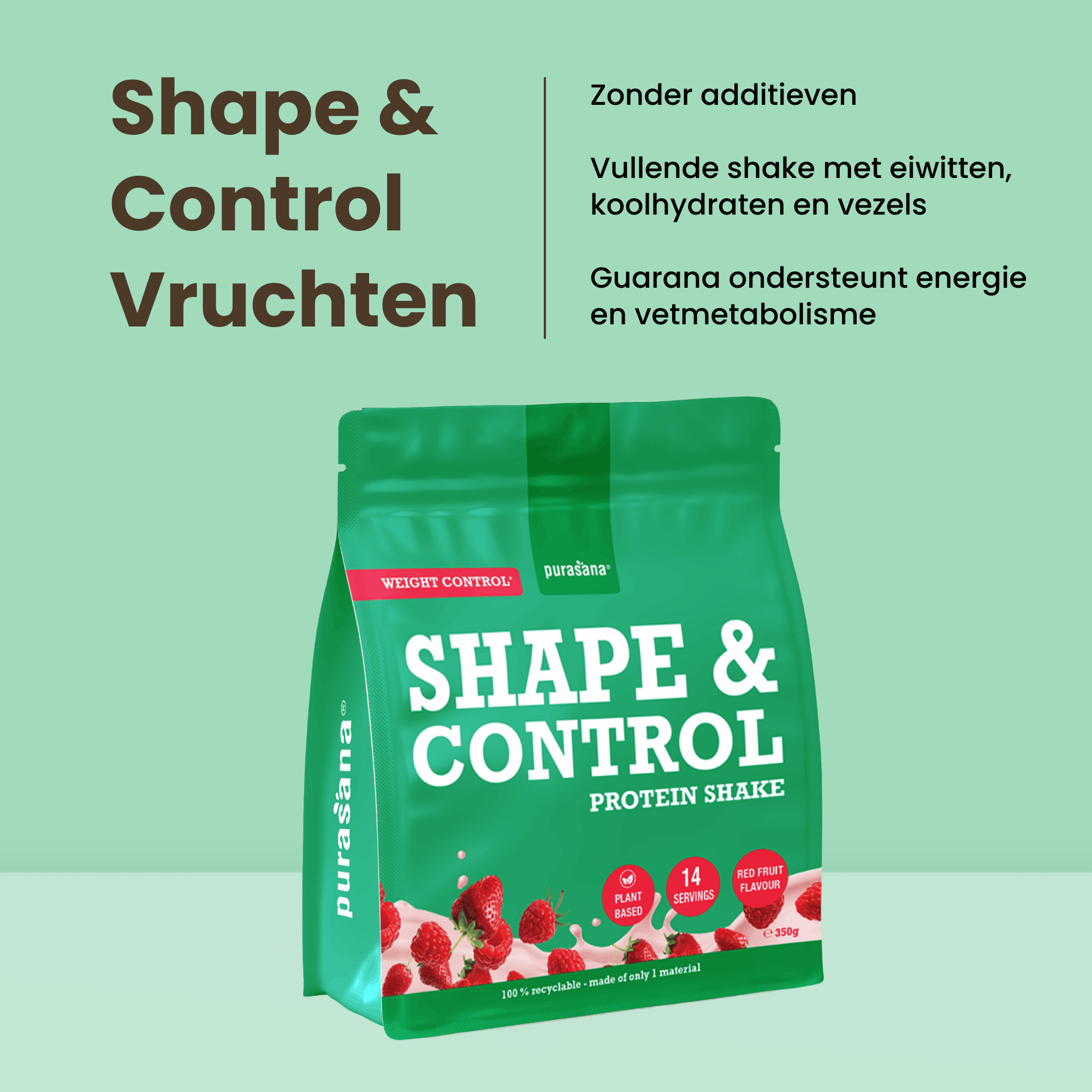 Purasana Shape & Control Plant Protein Rode Vruchten (350 gr) - image 7