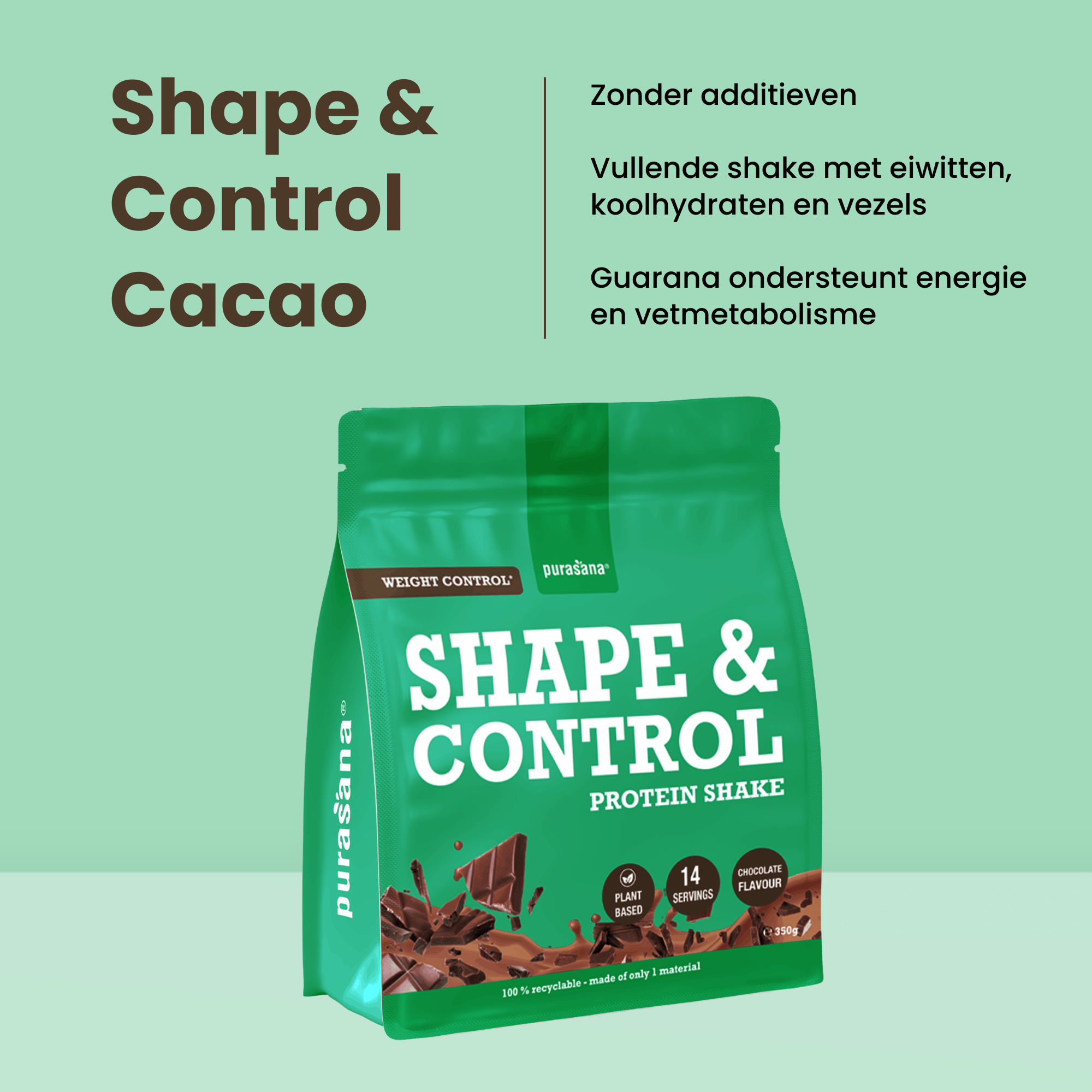 Purasana Shape & Control Plant Protein Chocolade (350 gr) - image 7