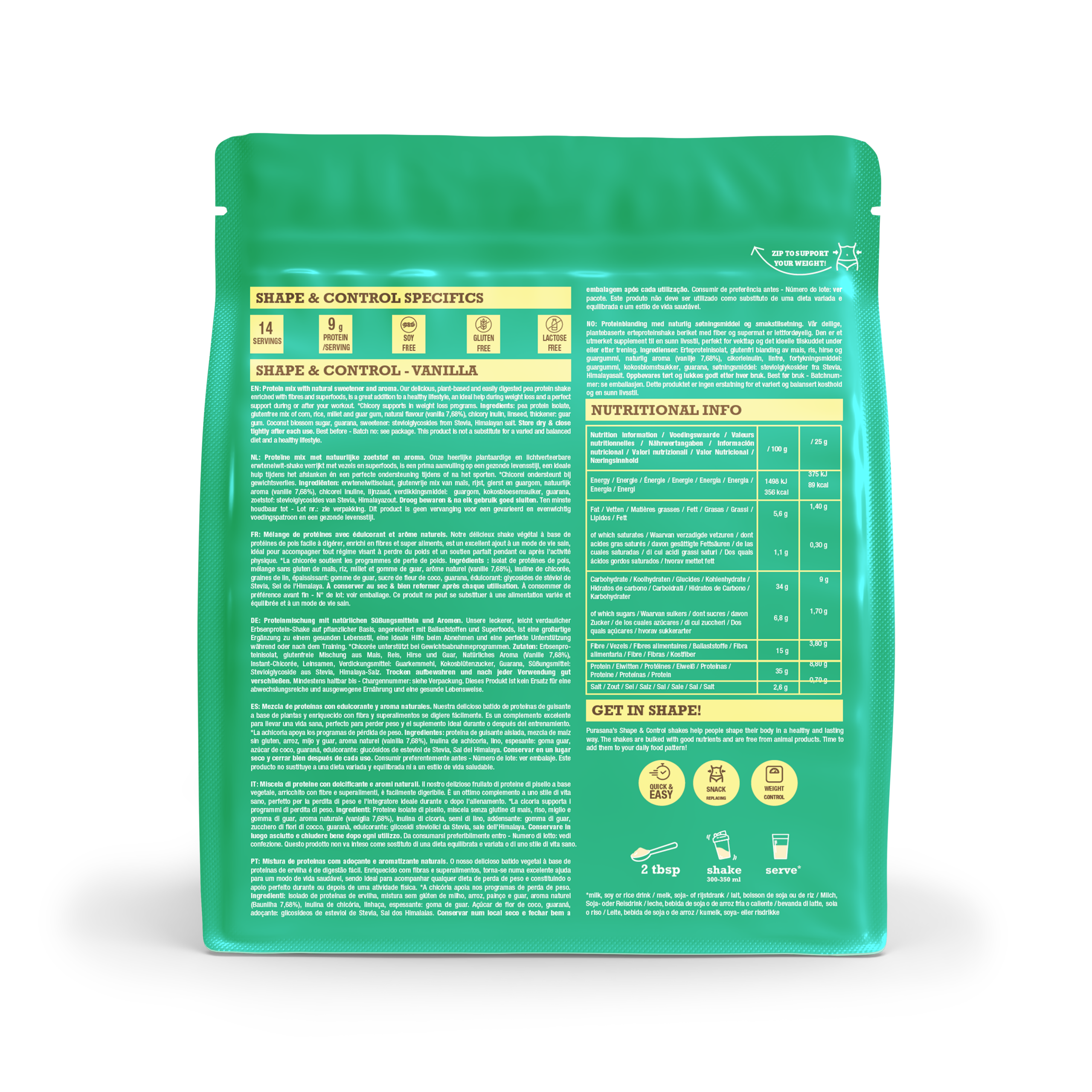 Purasana Shape & Control Plant Protein Vanille (350 gr)
