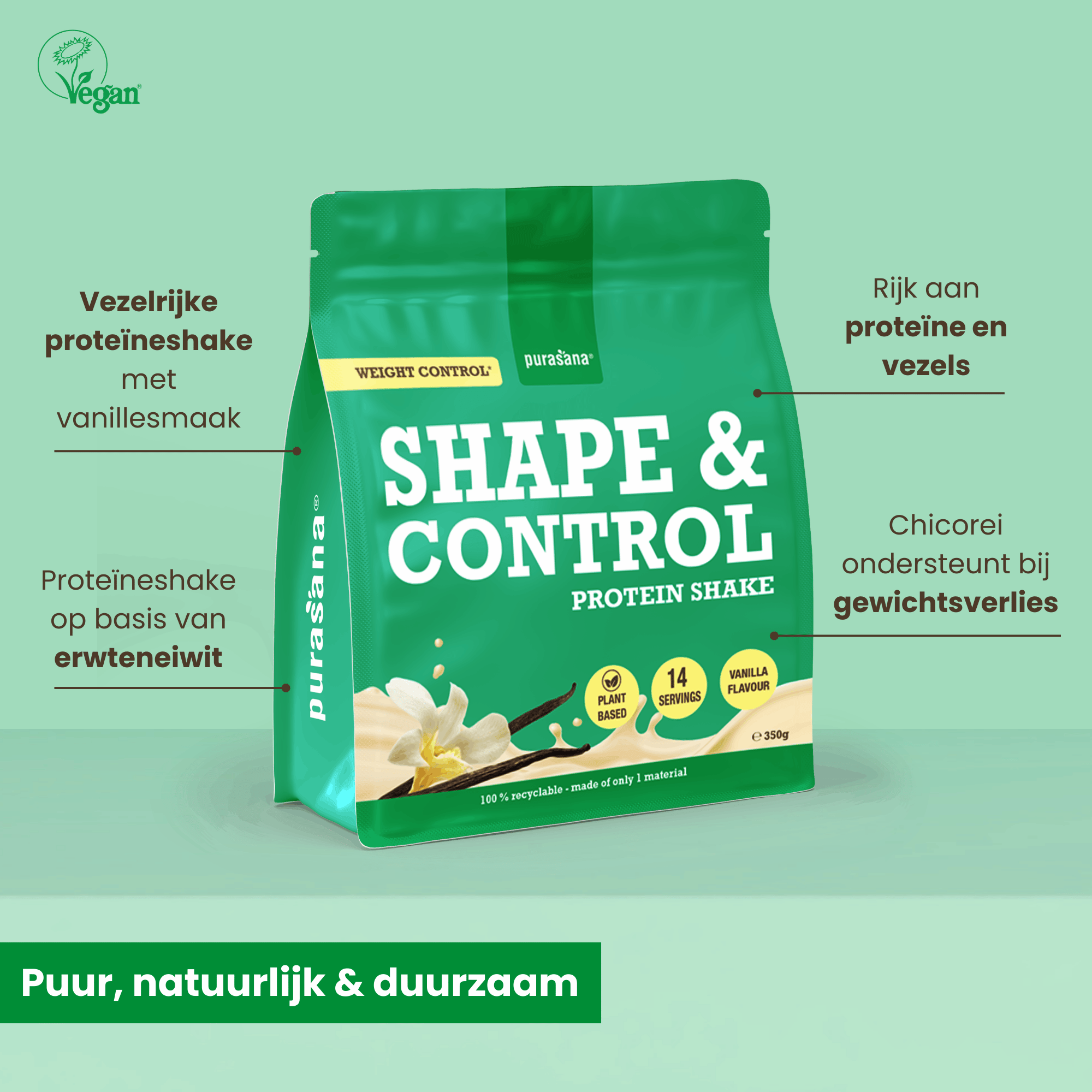 Purasana Shape & Control Plant Protein Vanille (350 gr) - image 3