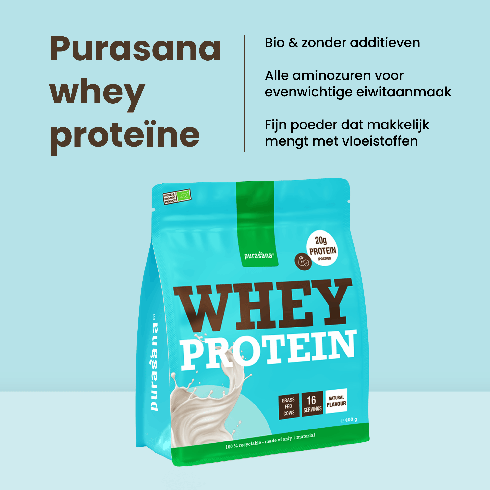 Purasana Whey Proteine Natuur Bio (400 gr) - image 8