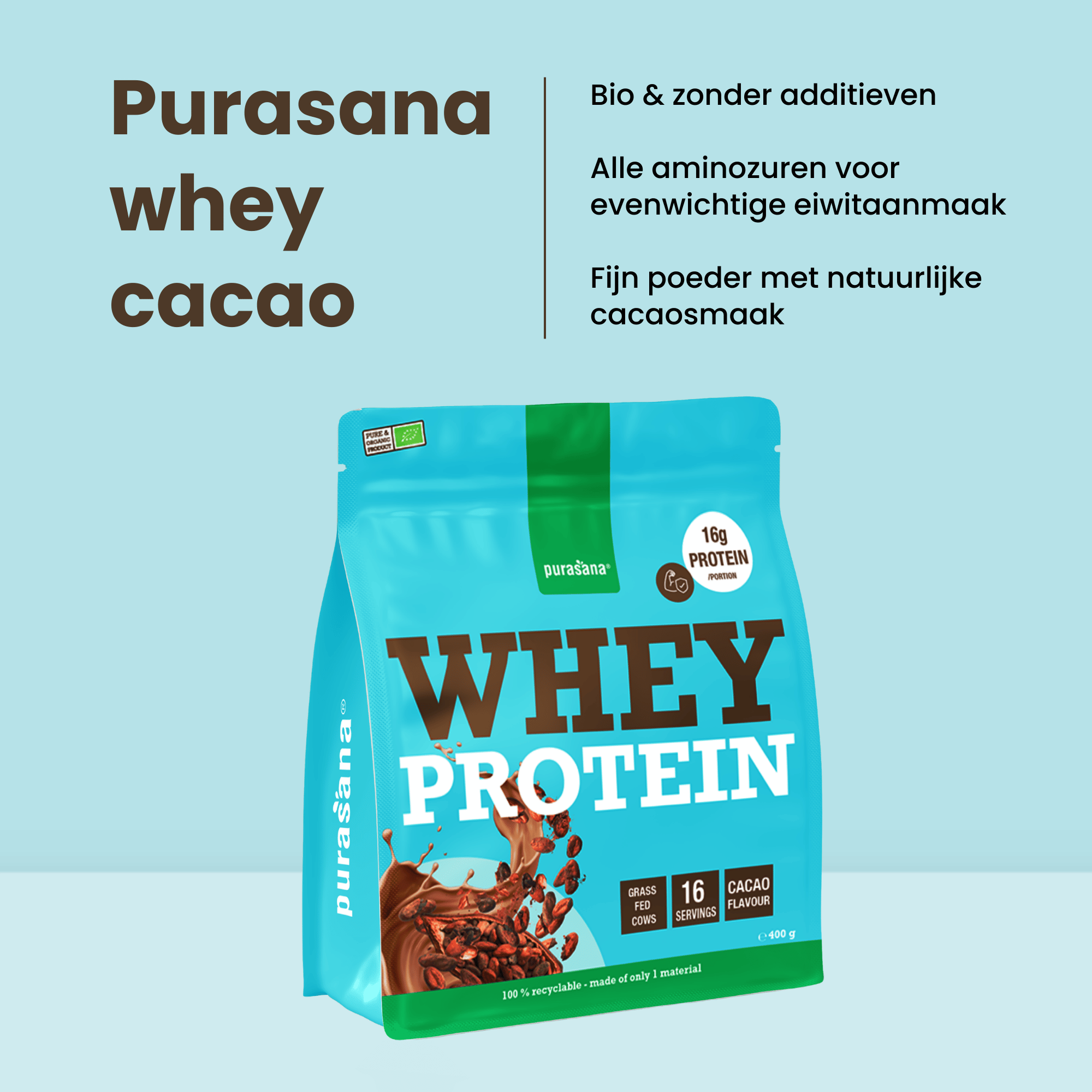 Purasana Whey Proteine Cacao Bio (400 gr) - image 8