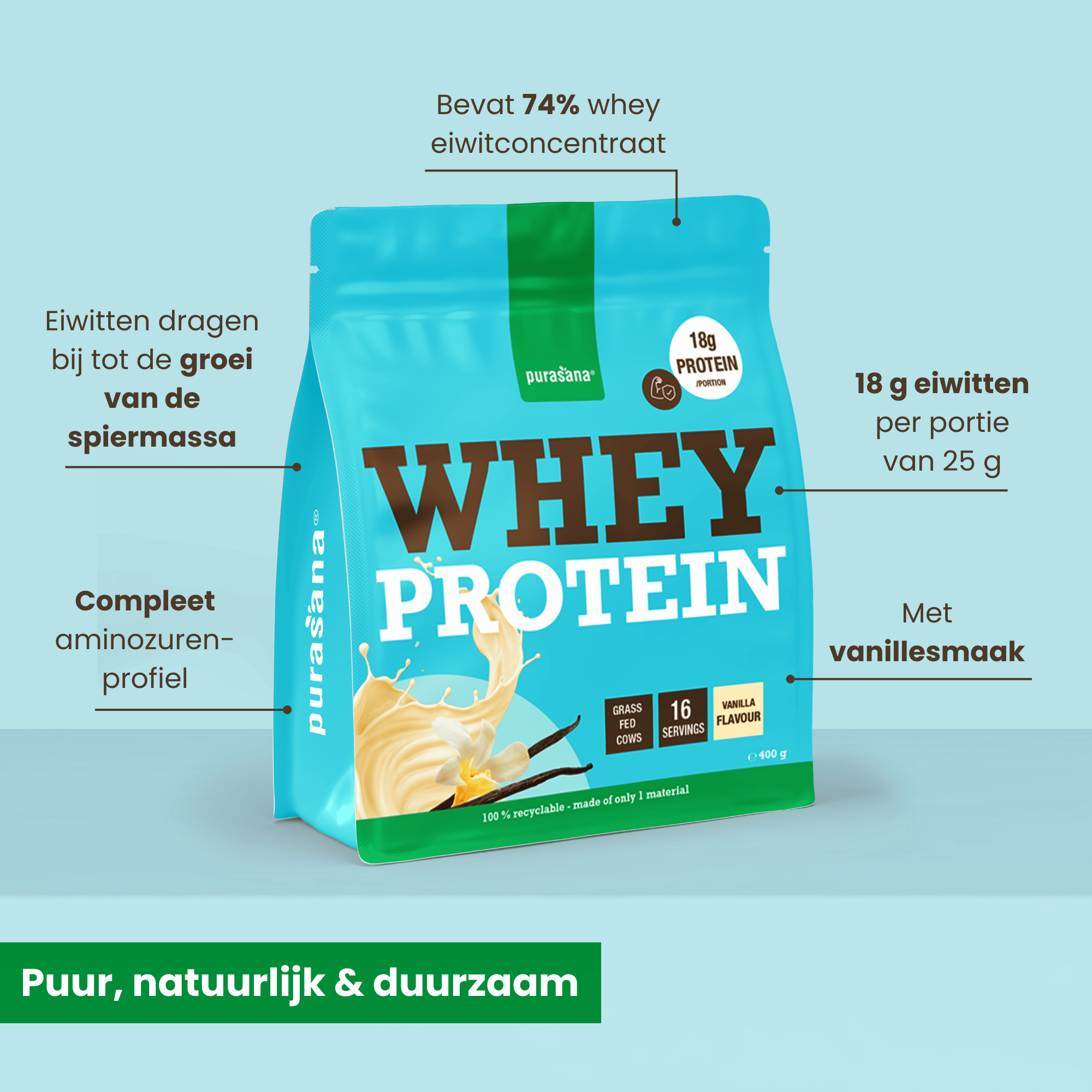 Purasana Whey Proteine Vanilla (400 gr) - image 3
