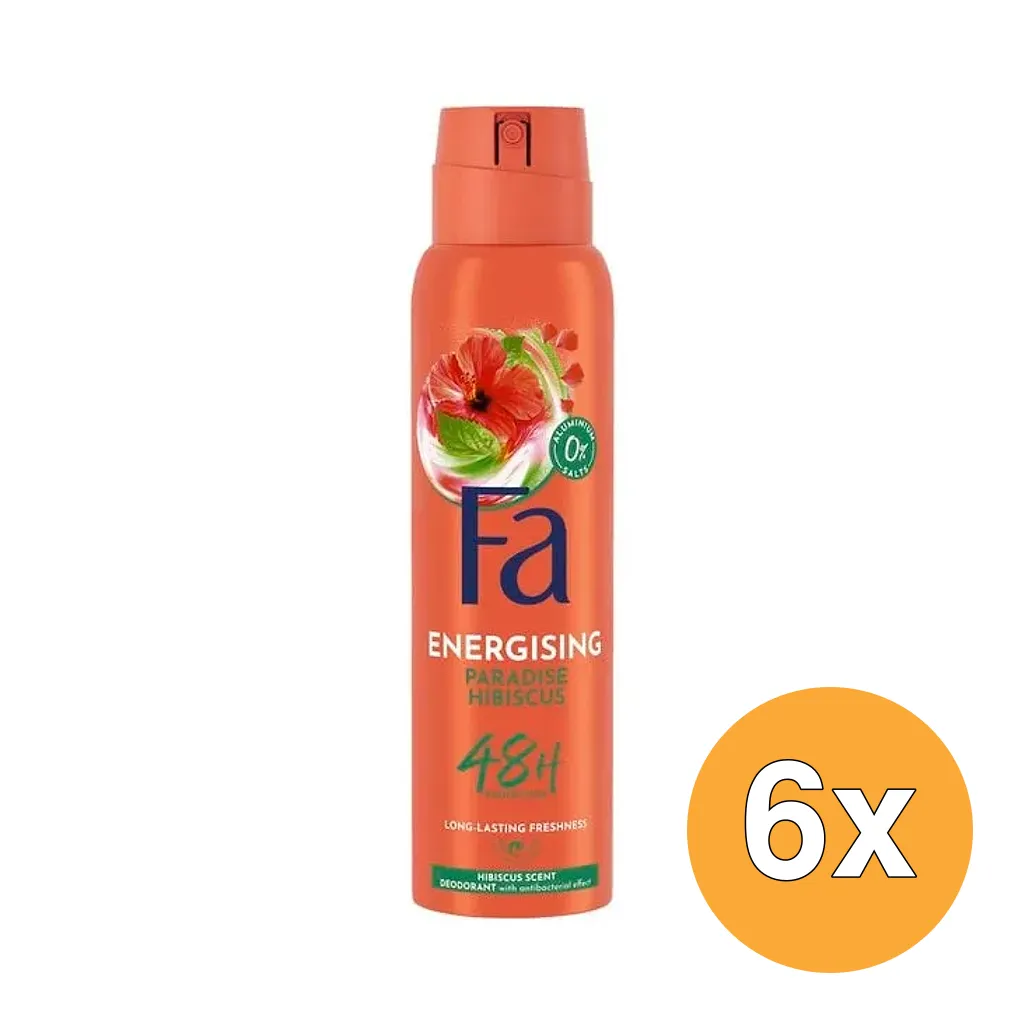 6x Fa Deodorant Energising Paradise Hibiscus Spray (150 ml)
