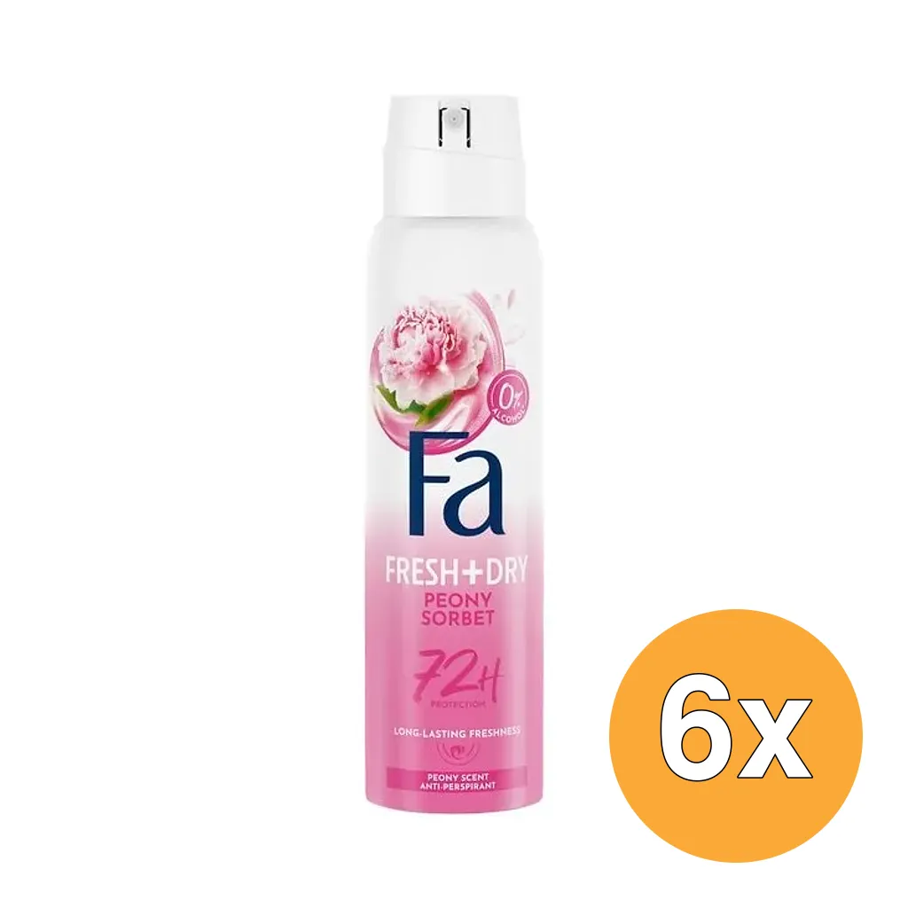 6x Fa Deodorant Spray Peony Sorbet Anti-transpirant (150 ml)