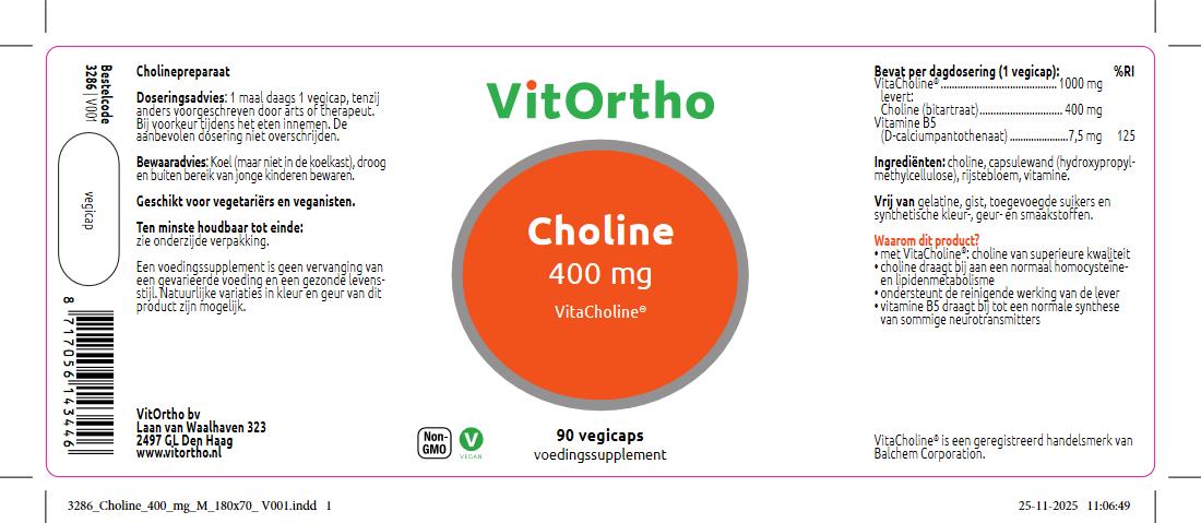 VitOrtho Choline 400mg (90 vage capsules)