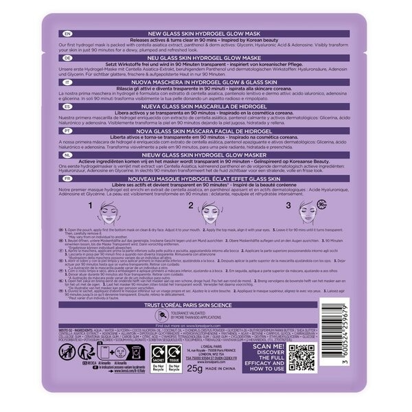 L'Oréal Paris Glass Skin Hydrogel Glow Mask (1 stuk)