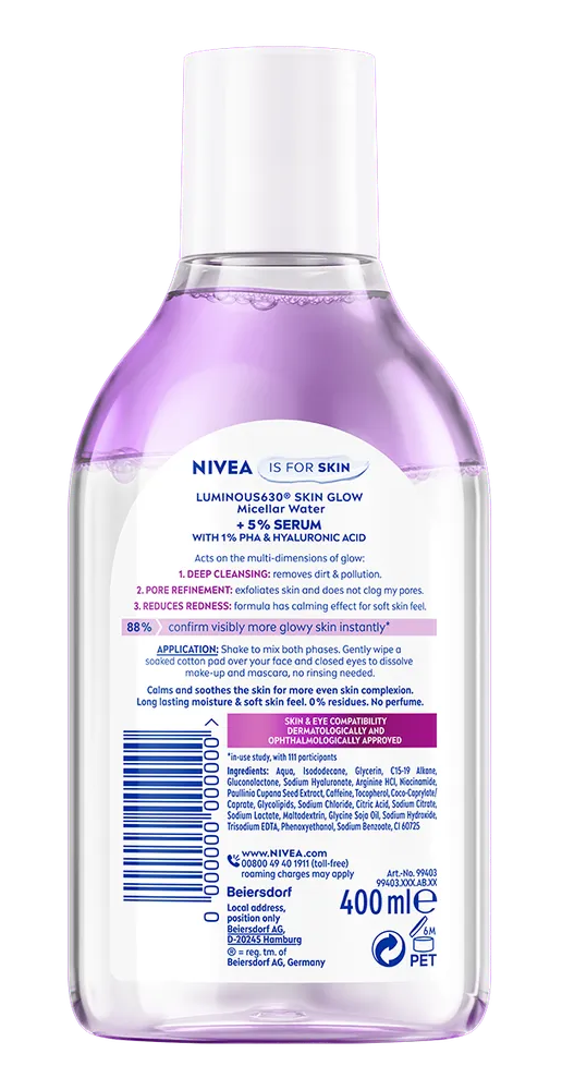 Nivea Luminous630 Skin Glow Micellair Water (400 ml)