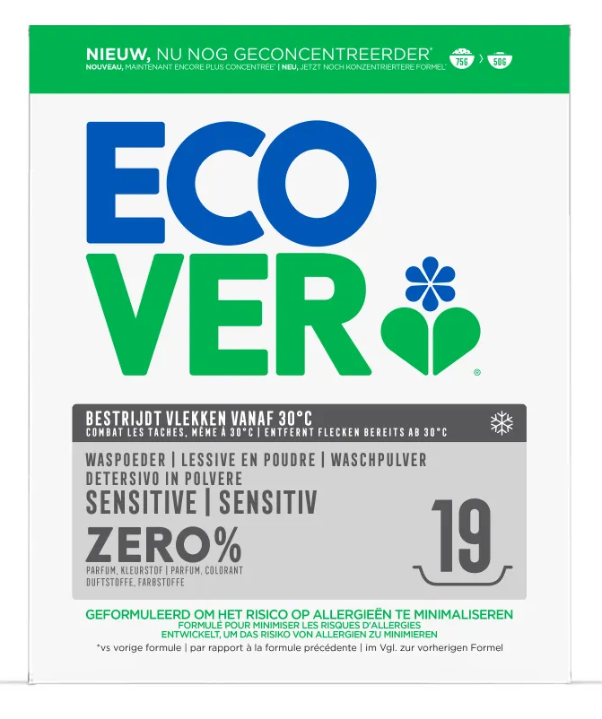 Ecover Waspoeder Sensitive Zero% (950 gr)
