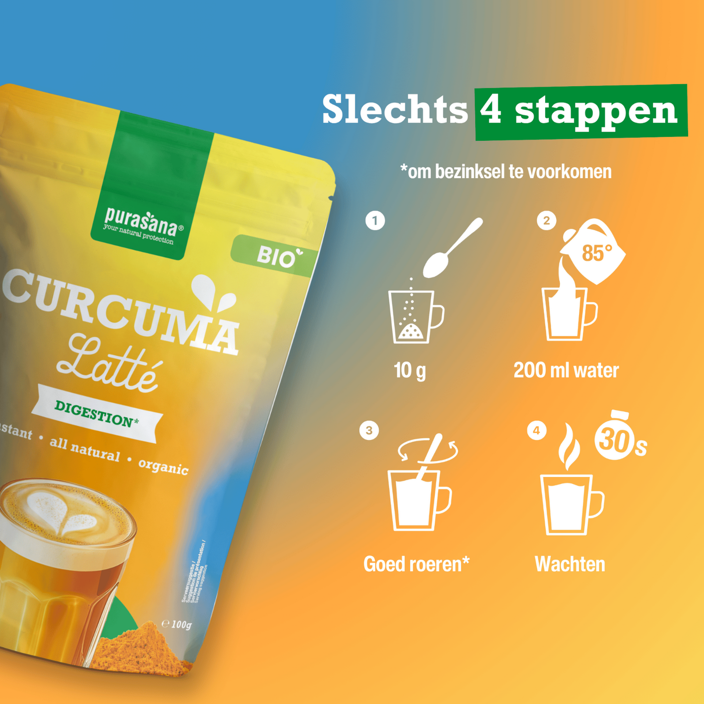 Purasana Curcuma Latté Poeder (100 gr) - image 4