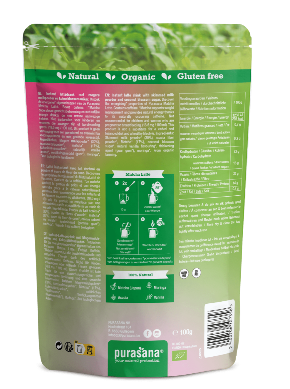 Purasana Matcha Latté Poeder (100 gr)