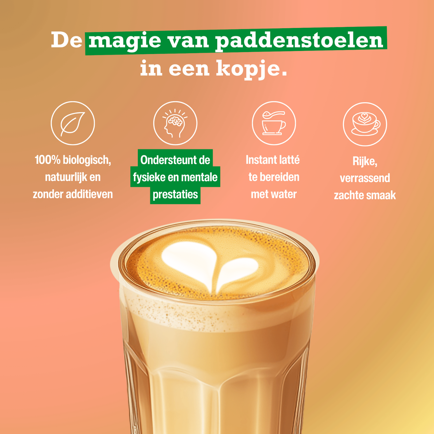 Purasana Mushroom Latté Poeder (100 gr) - image 3
