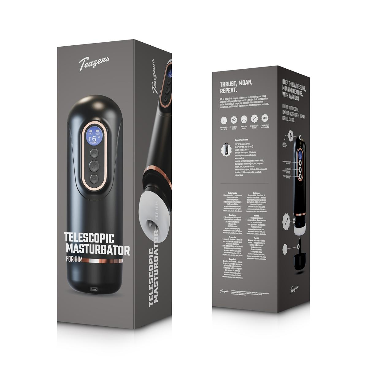 Teazers - Telescopic Masturbator - Zwart (1 stuk)