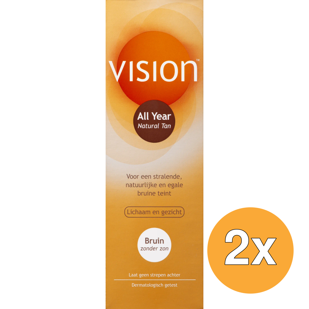 2x Vision All Year Natural Tan Lotion (135 ml)
