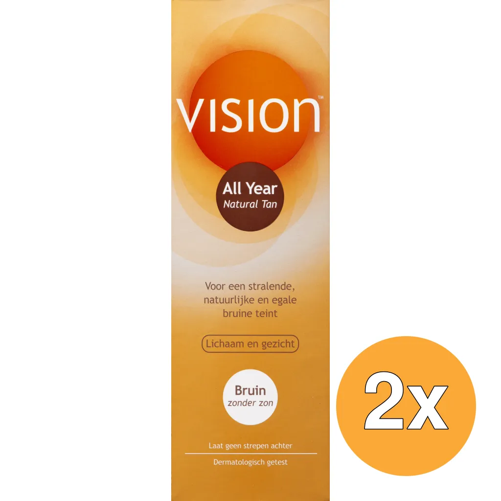 2x Vision All Year Natural Tan Lotion (135 ml)
