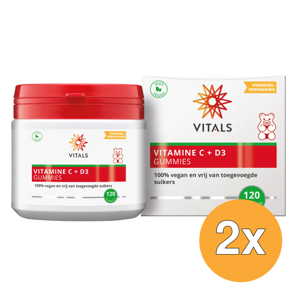 2x Vitals Vitamine C + D3 Gummies (120 gummies)
