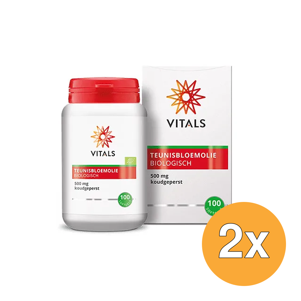 2x Vitals Teunisbloemolie 500 Mg Bio (100 softgels)