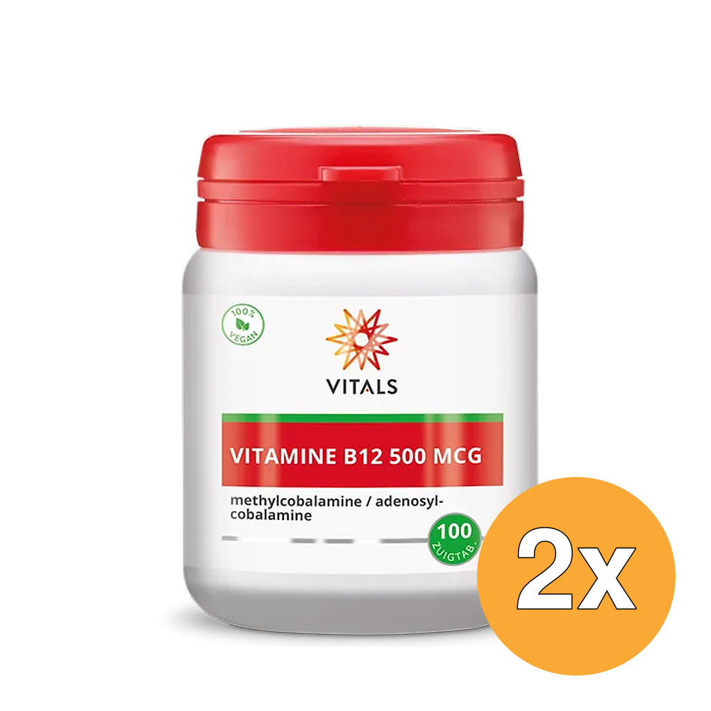 2x Vitals Vitamine B12 500 mcg (100 zuigtabletten)
