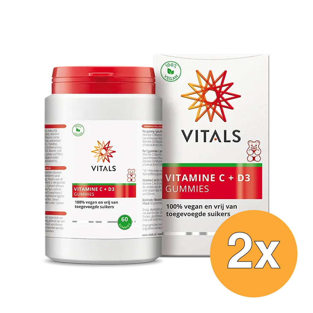2x Vitals Vitamine C + D3 gummies (60 stuks)