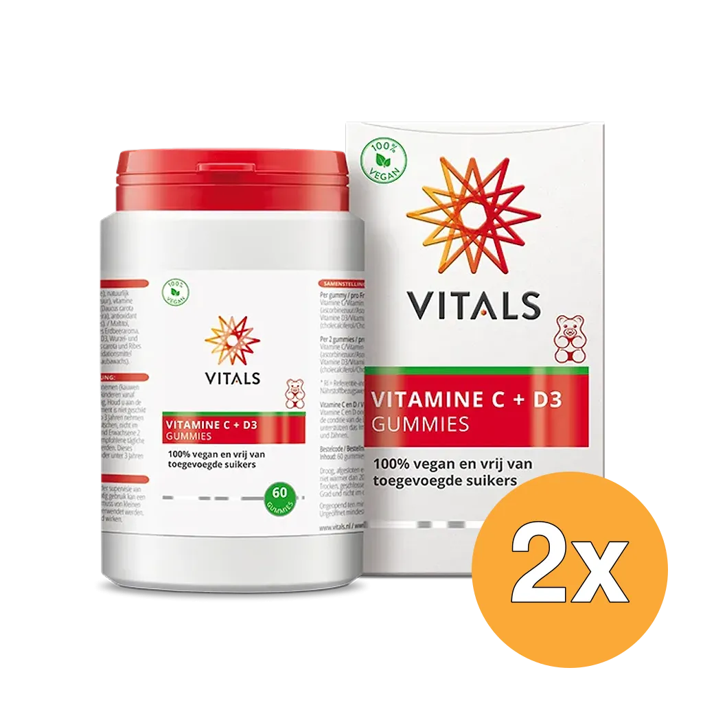 2x Vitals Vitamine C + D3 gummies (60 stuks)