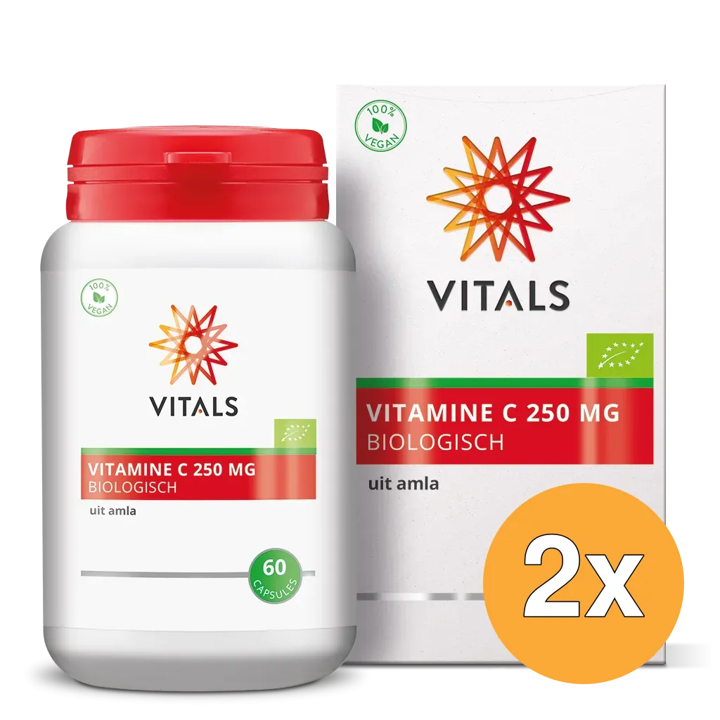 2x Vitals Vitamine C 250 mg Biologisch (60 capsules)