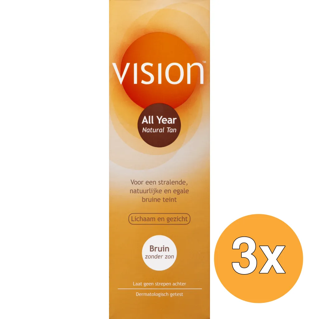 3x Vision All Year Natural Tan Lotion (135 ml)