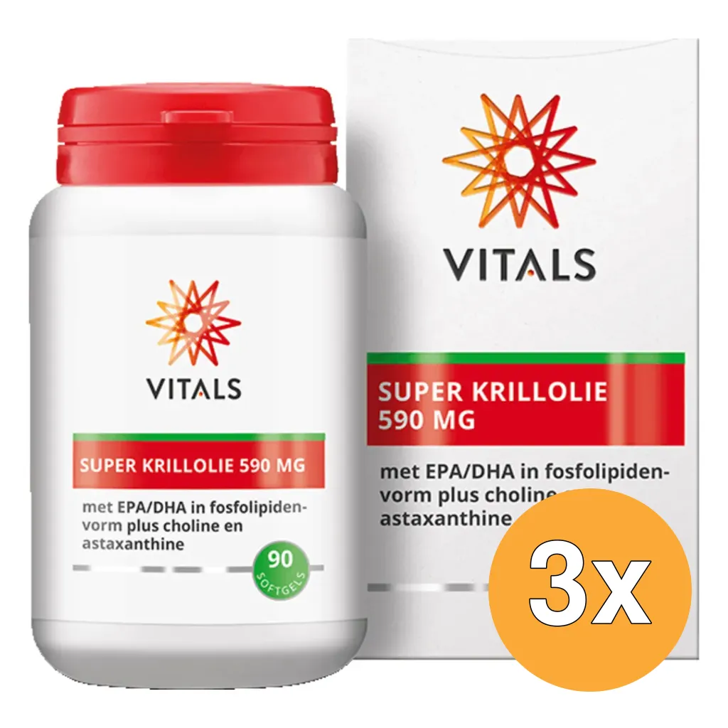 3x Vitals Super Krillolie 590 Mg (90 softgels)