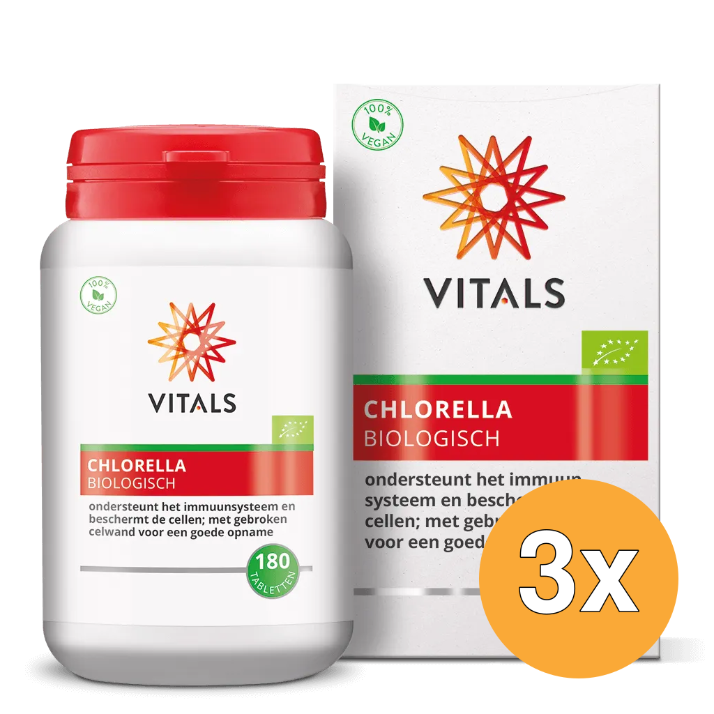 3x Vitals Chlorella Biologisch (180 tabletten)