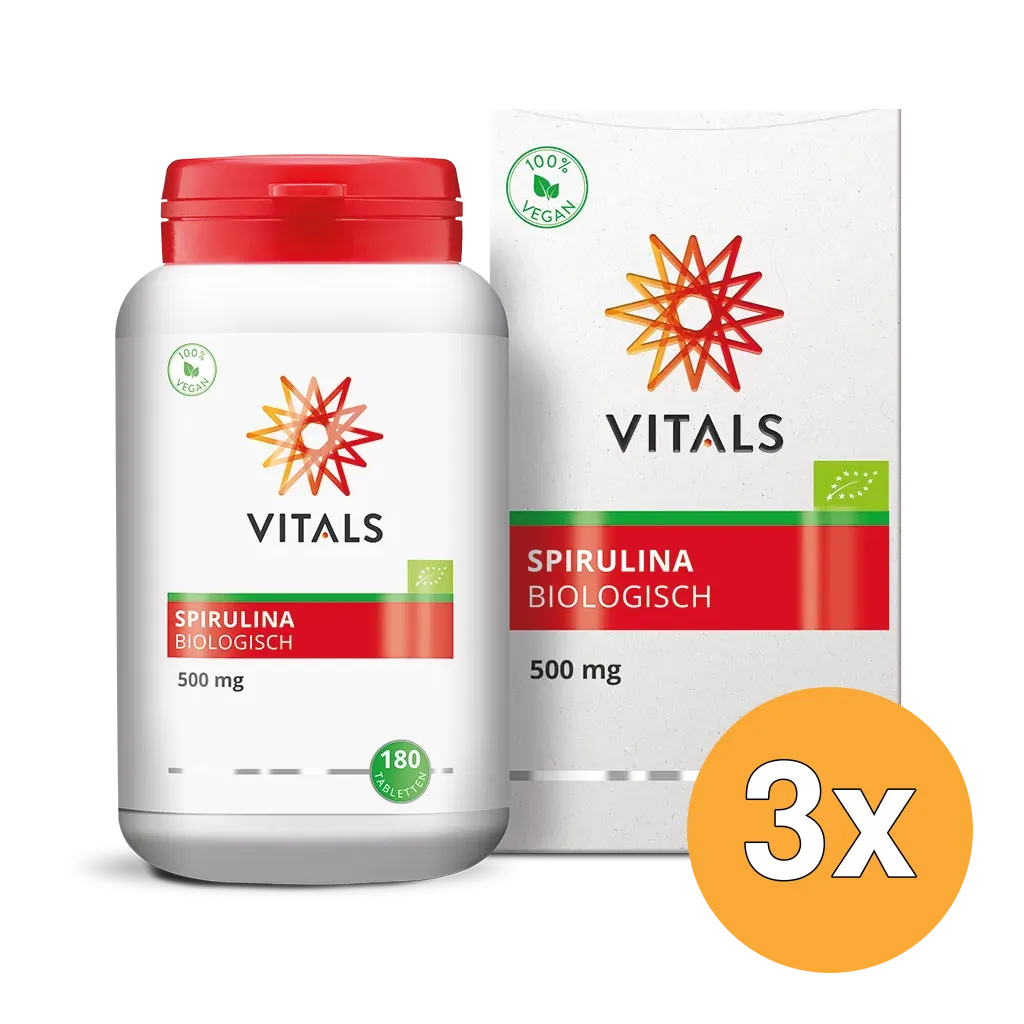 3x Vitals Spirulina 500 mg bio (180 tabletten)