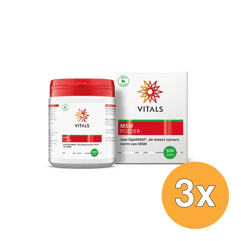3x Vitals MSM zwavel poeder (500 gr)