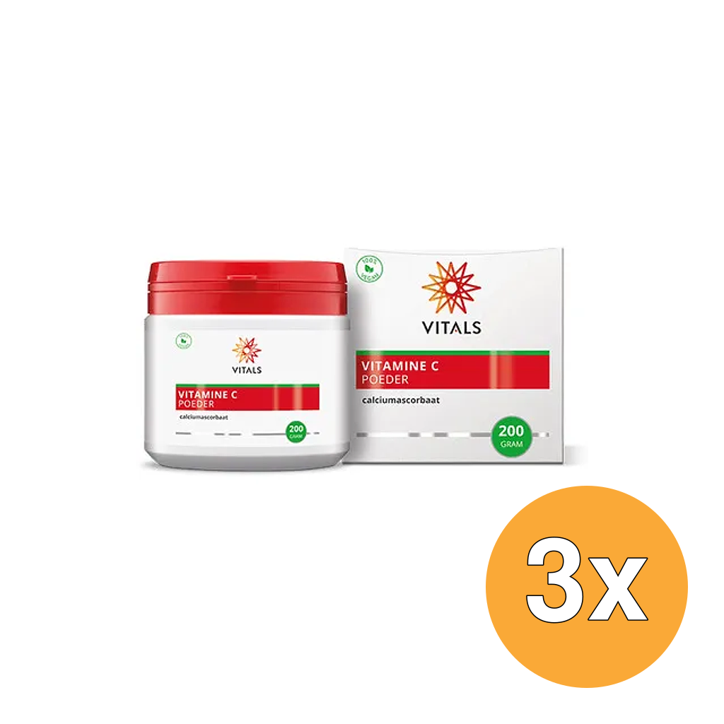 3x Vitals Vitamine C poeder (200 gr)
