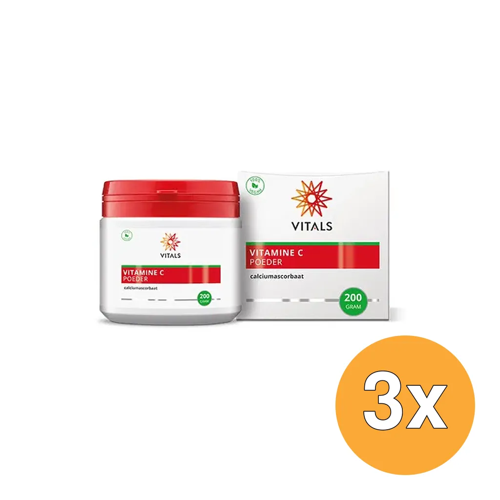 3x Vitals Vitamine C poeder (200 gr)