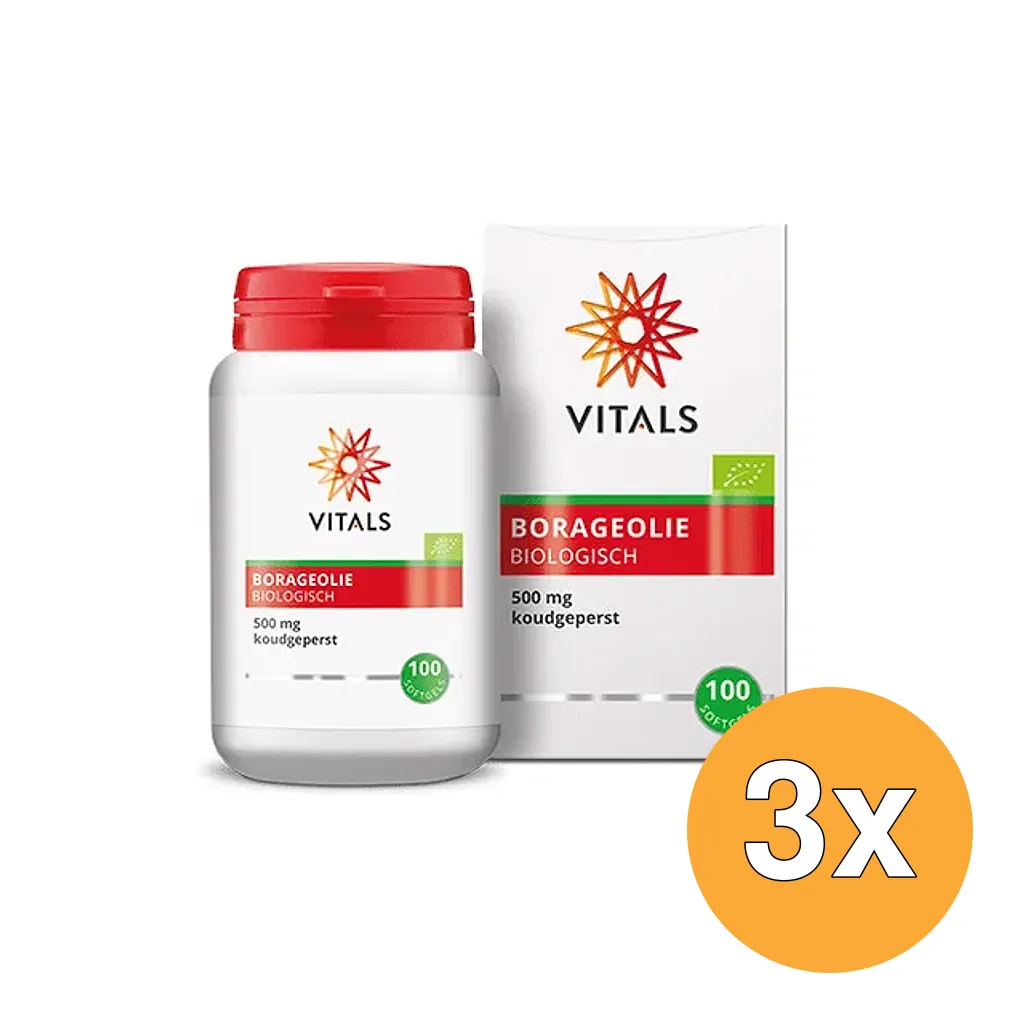 3x Vitals Borageolie 500 Mg Bio (100 softgels)